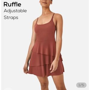 Halara Ruffle Dress built in bra & pocket shorts in color Ginger Spice size XL